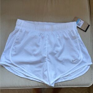 Nike Women's White and Gold Athletic Shorts